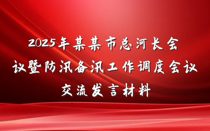 2025年某某市总河长会议暨防汛备汛工作调度会议交流发言材料