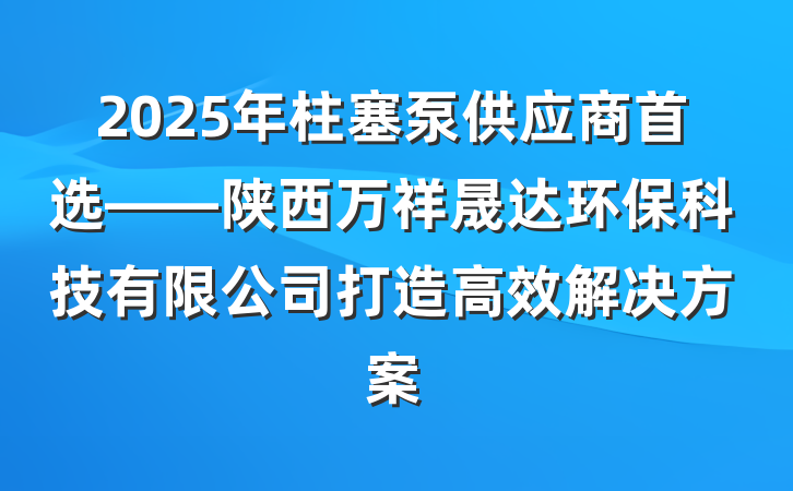 2025年柱塞泵供应商首选——陕西万祥晟达环保科技有限公司打造高效解决方案