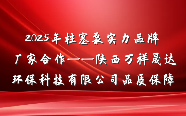 2025年柱塞泵实力品牌厂家合作——陕西万祥晟达环保科技有限公司品质保障