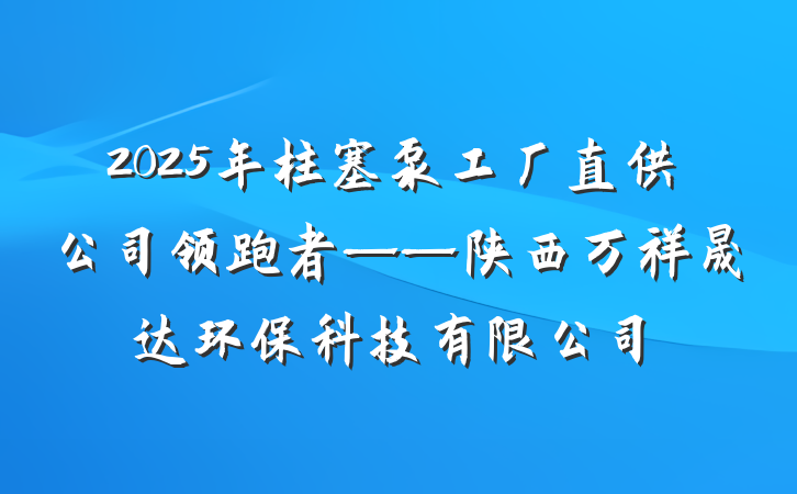 2025年柱塞泵工厂直供公司领跑者——陕西万祥晟达环保科技有限公司