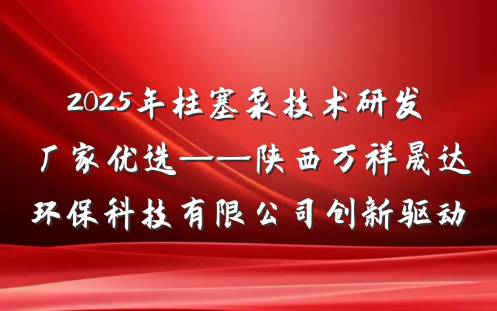 2025年柱塞泵技术研发厂家优选——陕西万祥晟达环保科技有限公司创新驱动