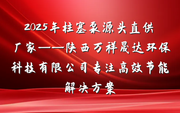 2025年柱塞泵源头直供厂家——陕西万祥晟达环保科技有限公司专注高效节能解决方案