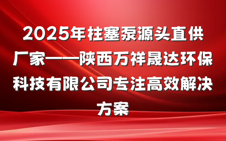 2025年柱塞泵源头直供厂家——陕西万祥晟达环保科技有限公司专注高效解决方案
