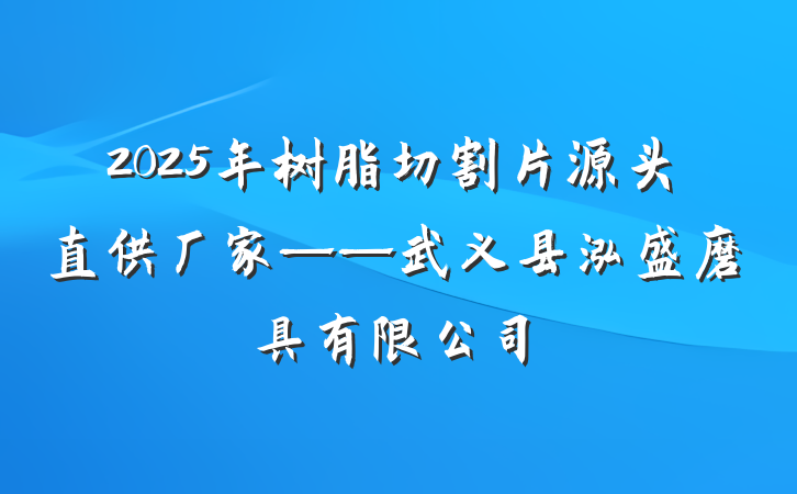 2025年树脂切割片源头直供厂家——武义县泓盛磨具有限公司