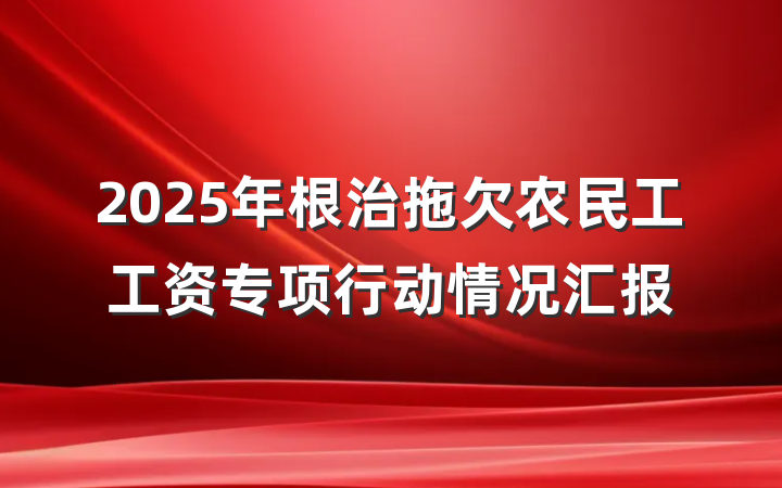2025年根治拖欠农民工工资专项行动情况汇报