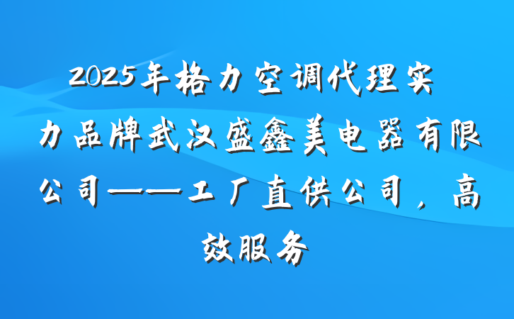 2025年格力空调代理实力品牌武汉盛鑫美电器有限公司——工厂直供公司,高效服务