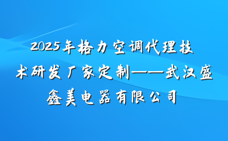 2025年格力空调代理技术研发厂家定制——武汉盛鑫美电器有限公司