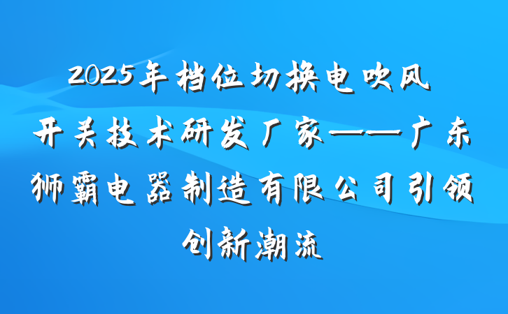 2025年档位切换电吹风开关技术研发厂家——广东狮霸电器制造有限公司引领创新潮流