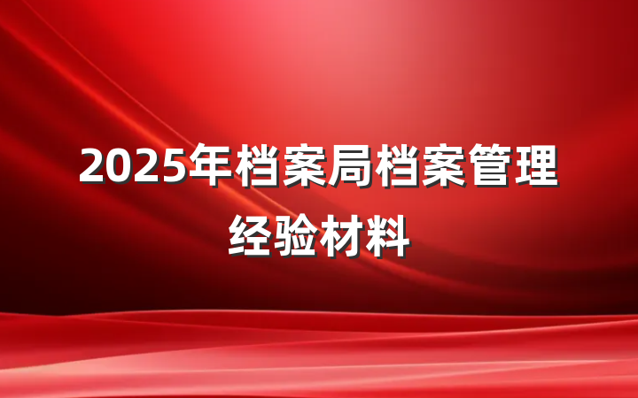 2025年档案局档案管理经验材料