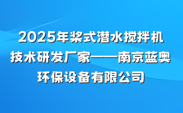2025年桨式潜水搅拌机技术研发厂家——南京蓝奥环保设备有限公司