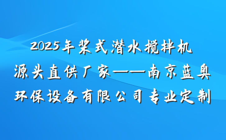 2025年桨式潜水搅拌机源头直供厂家——南京蓝奥环保设备有限公司专业定制