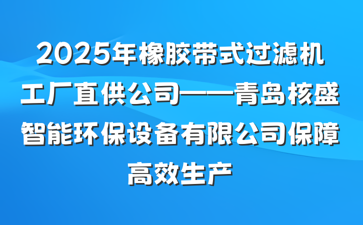 2025年橡胶带式过滤机工厂直供公司——青岛核盛智能环保设备有限公司保障高效生产