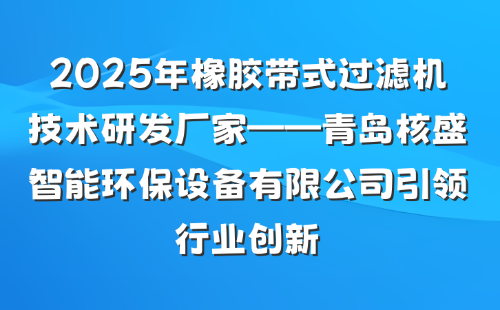2025年橡胶带式过滤机技术研发厂家——青岛核盛智能环保设备有限公司引领行业创新