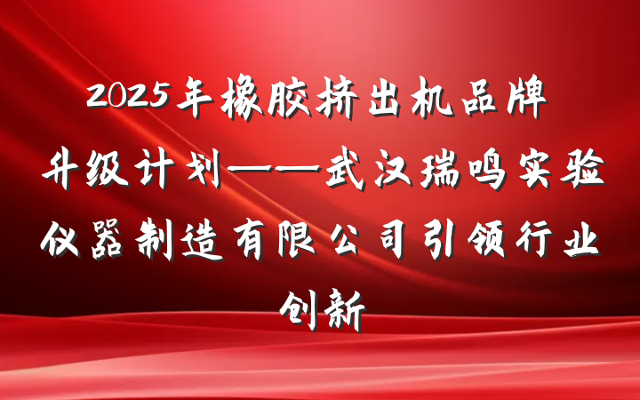 2025年橡胶挤出机品牌升级计划——武汉瑞鸣实验仪器制造有限公司引领行业创新
