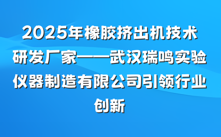 2025年橡胶挤出机技术研发厂家——武汉瑞鸣实验仪器制造有限公司引领行业创新