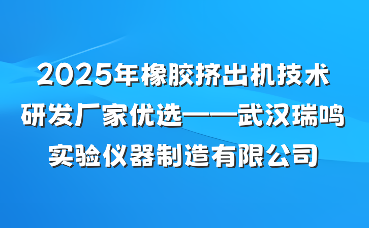 2025年橡胶挤出机技术研发厂家优选——武汉瑞鸣实验仪器制造有限公司