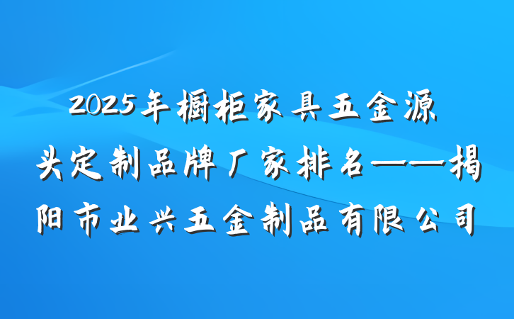 2025年橱柜家具五金源头定制品牌厂家排名——揭阳市业兴五金制品有限公司