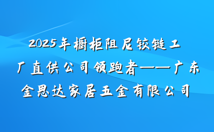 2025年橱柜阻尼铰链工厂直供公司领跑者——广东金思达家居五金有限公司
