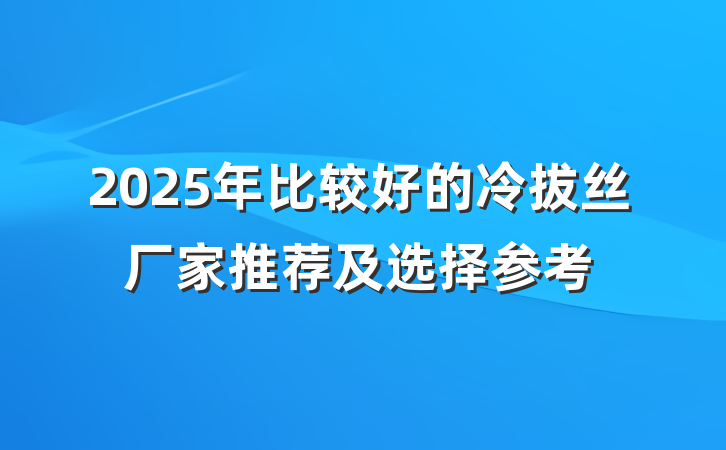 2025年比较好的冷拔丝厂家推荐及选择参考