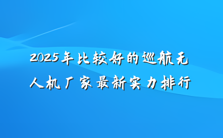 2025年比较好的巡航无人机厂家最新实力排行