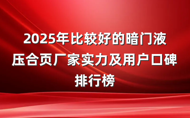 2025年比较好的暗门液压合页厂家实力及用户口碑排行榜
