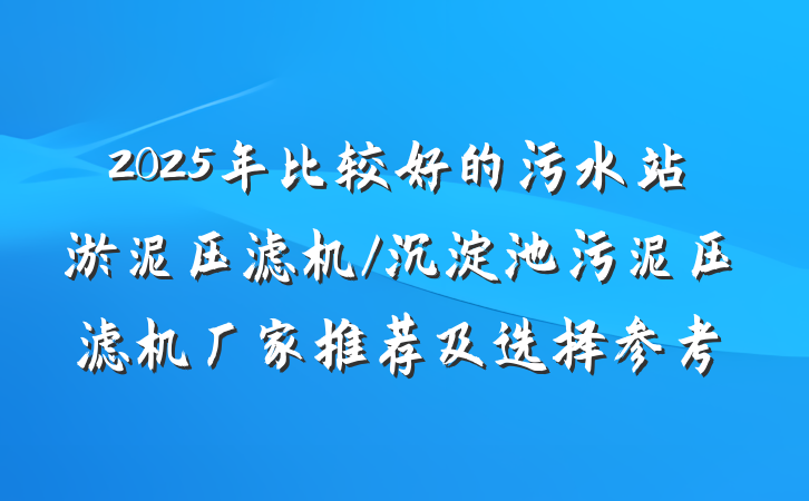 2025年比较好的污水站淤泥压滤机/沉淀池污泥压滤机厂家推荐及选择参考