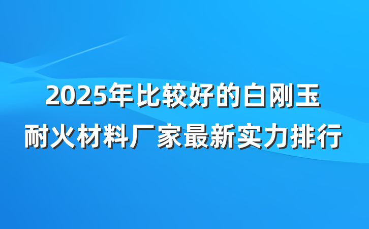2025年比较好的白刚玉耐火材料厂家最新实力排行