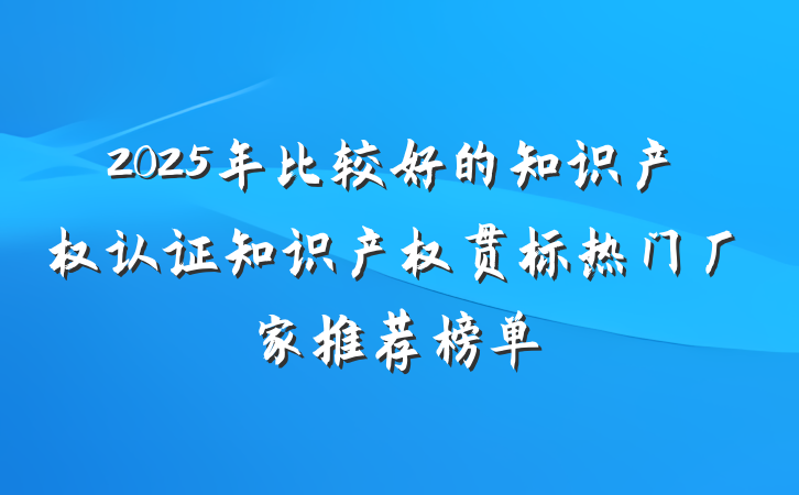 2025年比较好的知识产权认证知识产权贯标热门厂家推荐榜单
