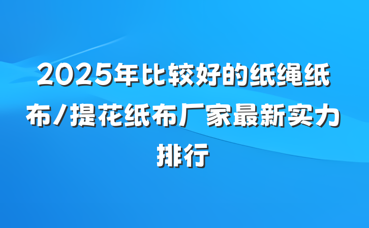 2025年比较好的纸绳纸布/提花纸布厂家最新实力排行