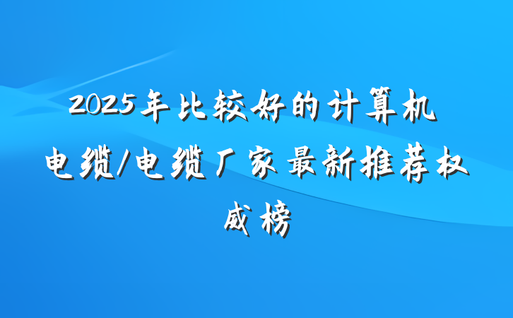 2025年比较好的计算机电缆/电缆厂家最新推荐权威榜