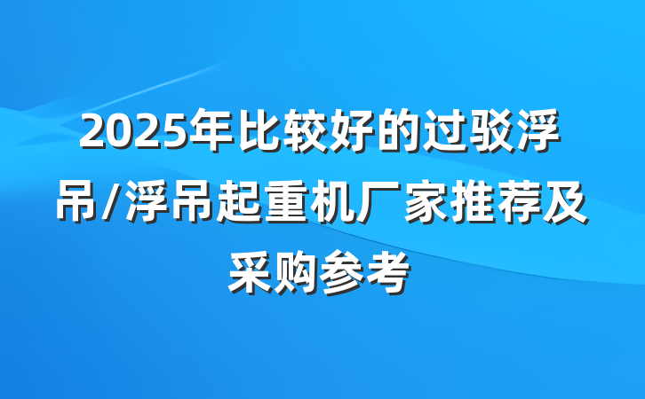 2025年比较好的过驳浮吊/浮吊起重机厂家推荐及采购参考