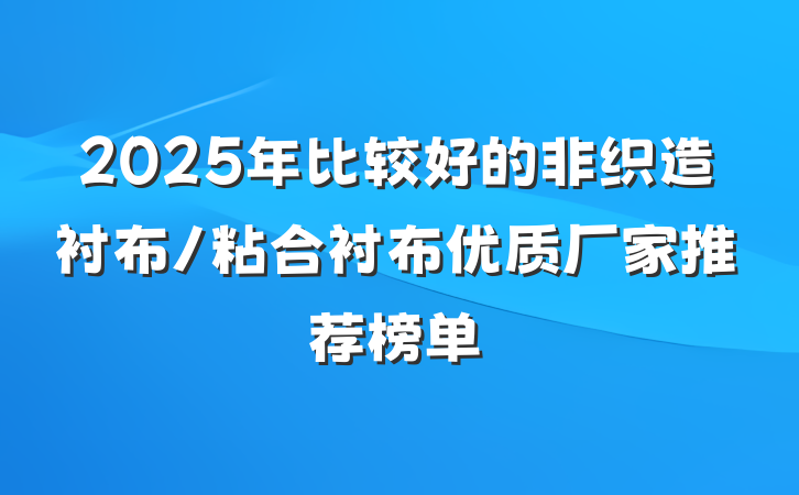 2025年比较好的非织造衬布/粘合衬布优质厂家推荐榜单