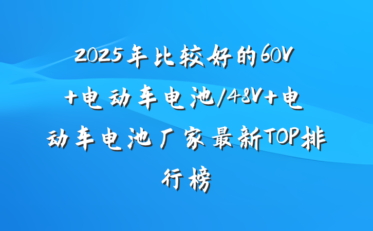 2025年比较好的60V 电动车电池/48V 电动车电池厂家最新TOP排行榜
