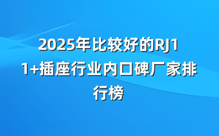 2025年比较好的RJ11 插座行业内口碑厂家排行榜