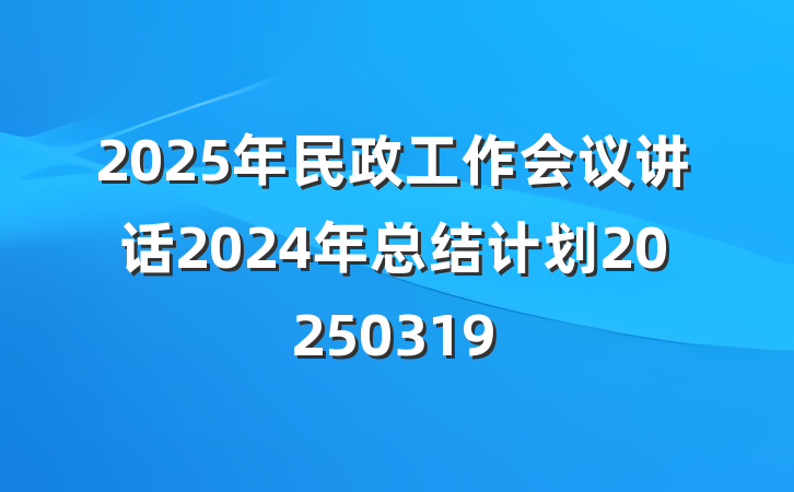2025年民政工作会议讲话2024年总结计划20250319