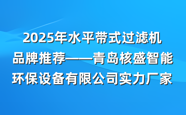 2025年水平带式过滤机品牌推荐——青岛核盛智能环保设备有限公司实力厂家