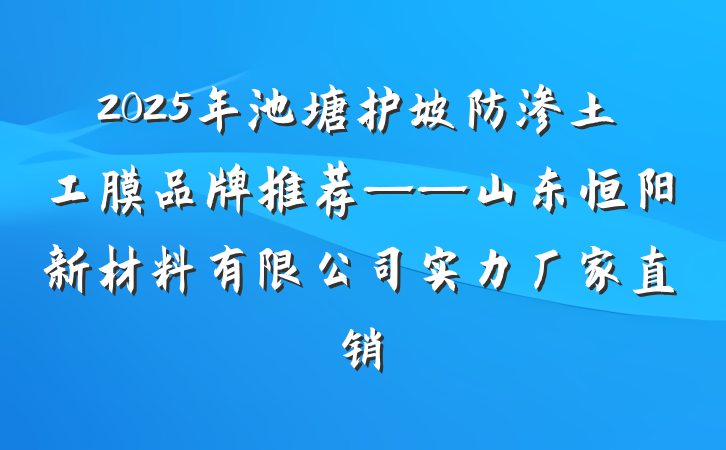 2025年池塘护坡防渗土工膜品牌推荐——山东恒阳新材料有限公司实力厂家直销