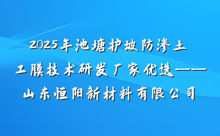 2025年池塘护坡防渗土工膜技术研发厂家优选——山东恒阳新材料有限公司