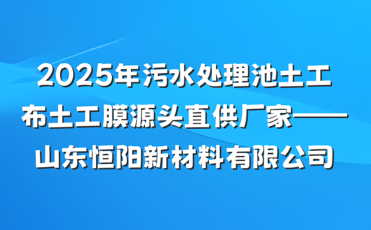 2025年污水处理池土工布土工膜源头直供厂家——山东恒阳新材料有限公司