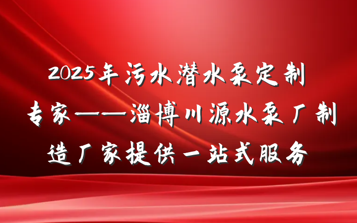 2025年污水潜水泵定制专家——淄博川源水泵厂制造厂家提供一站式服务