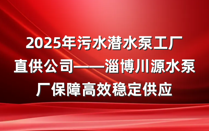 2025年污水潜水泵工厂直供公司——淄博川源水泵厂保障高效稳定供应