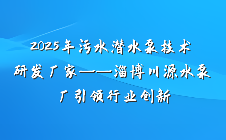 2025年污水潜水泵技术研发厂家——淄博川源水泵厂引领行业创新