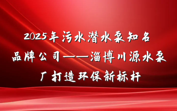 2025年污水潜水泵知名品牌公司——淄博川源水泵厂打造环保新标杆
