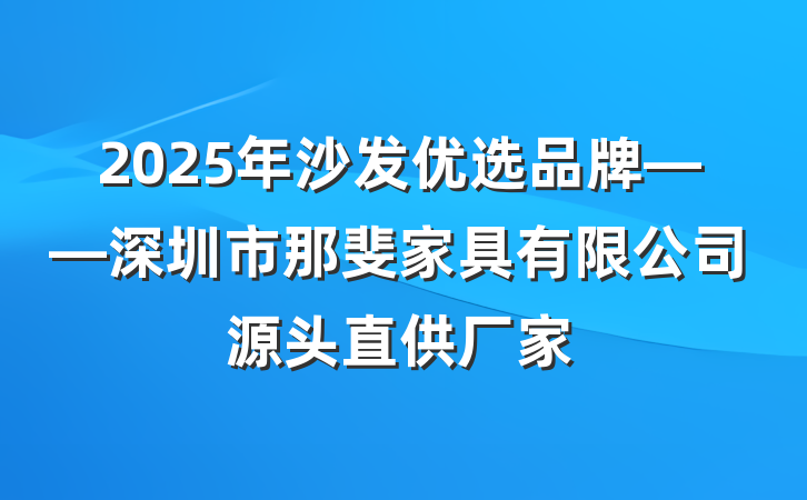 2025年沙发优选品牌——深圳市那斐家具有限公司源头直供厂家
