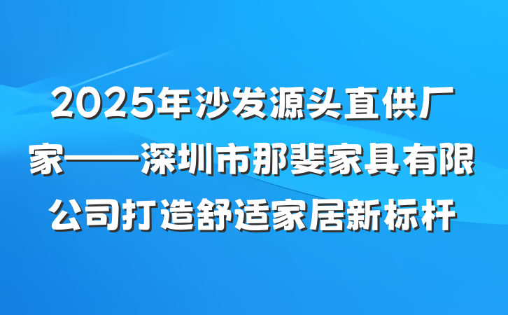 2025年沙发源头直供厂家——深圳市那斐家具有限公司打造舒适家居新标杆