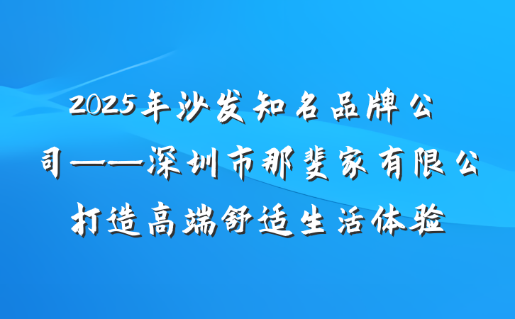 2025年沙发知名品牌公司——深圳市那斐家有限公打造高端舒适生活体验