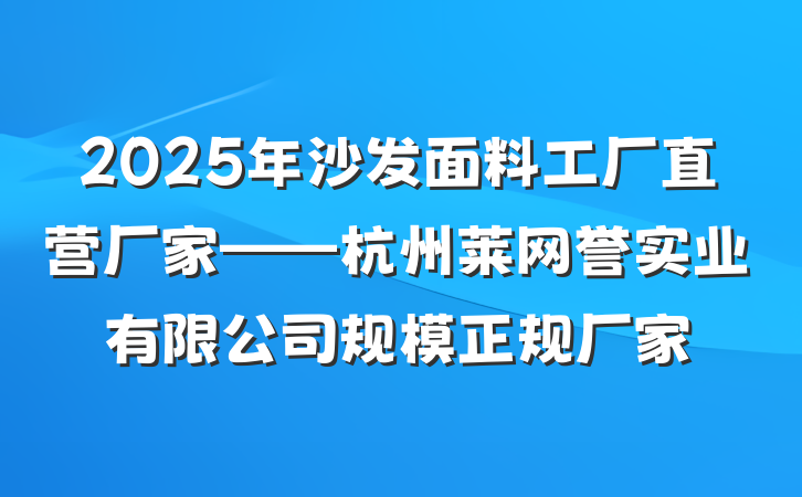 2025年沙发面料工厂直营厂家——杭州莱网誉实业有限公司规模正规厂家