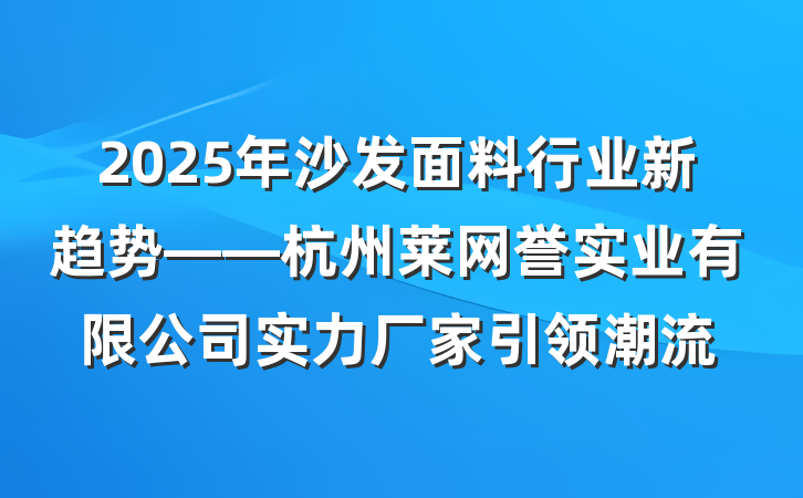 2025年沙发面料行业新趋势——杭州莱网誉实业有限公司实力厂家引领潮流