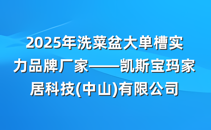2025年洗菜盆大单槽实力品牌厂家——凯斯宝玛家居科技(中山)有限公司