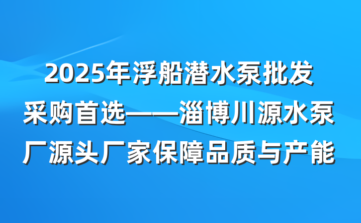 2025年浮船潜水泵批发采购首选——淄博川源水泵厂源头厂家保障品质与产能